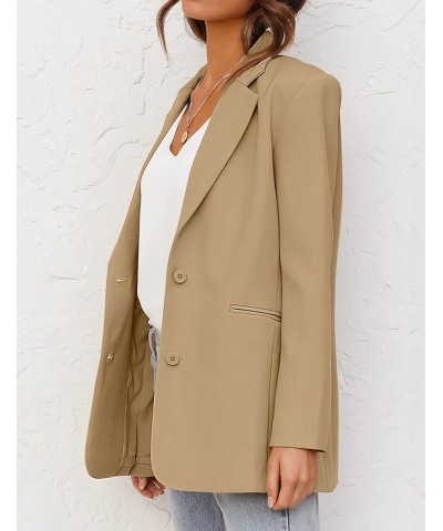 Women's 2024 Fall Casual Blazers Long Sleeve Lapel Open Front Button Work Blazer Jackets with Pockets Khaki $34.21 Blazers