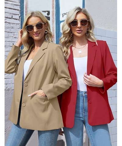 Women's 2024 Fall Casual Blazers Long Sleeve Lapel Open Front Button Work Blazer Jackets with Pockets Khaki $34.21 Blazers