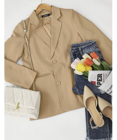 Women's 2024 Fall Casual Blazers Long Sleeve Lapel Open Front Button Work Blazer Jackets with Pockets Khaki $34.21 Blazers