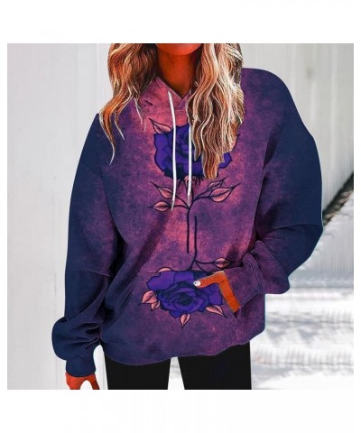 Womens Fall Fashion 2023 Hoodie Oversized Hooded Sweatshirt Long Sleeve Lightweight Pullover Casual Tops with Pocket C1_purpl...