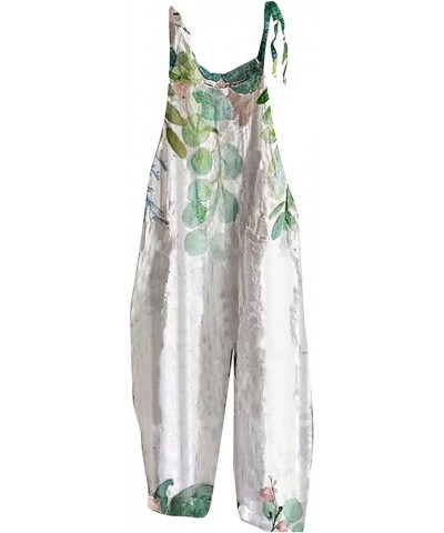 Jumpsuits for Women, Wide Leg Loose One Piece Jumpsuit Casual Floral Print Retro Jumpsuit Long Strappy Playsuit 06-green Wome...