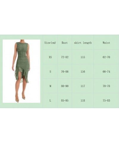 Eleagnt Women 's Backless Mesh Midi Bodycon Dresses Irregular Ruffle Hem Mermaid Fishtail Tank Dress A Green $11.79 Dresses