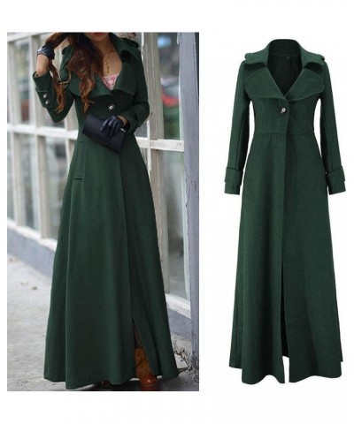 Jacket Women's Winter Lapel Slim Coat Trench Jacket Long Parka Overcoat Outwear Button Elegant Wool Lapel Long Coat Green $17...