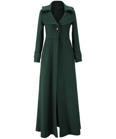 Jacket Women's Winter Lapel Slim Coat Trench Jacket Long Parka Overcoat Outwear Button Elegant Wool Lapel Long Coat Green $17...