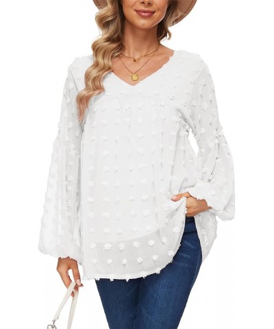 Womens Blouses Dressy Casual Long Sheer Sleeve Babydoll Tunic Tops V Neck Loose Maternity Shirt Off-white $13.76 Blouses