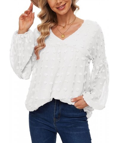 Womens Blouses Dressy Casual Long Sheer Sleeve Babydoll Tunic Tops V Neck Loose Maternity Shirt Off-white $13.76 Blouses