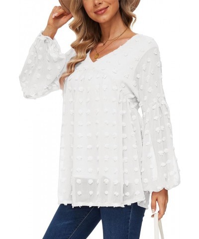 Womens Blouses Dressy Casual Long Sheer Sleeve Babydoll Tunic Tops V Neck Loose Maternity Shirt Off-white $13.76 Blouses