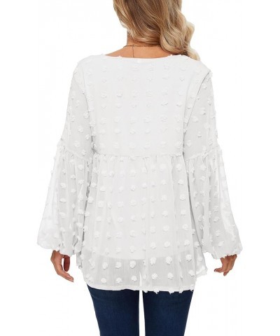 Womens Blouses Dressy Casual Long Sheer Sleeve Babydoll Tunic Tops V Neck Loose Maternity Shirt Off-white $13.76 Blouses