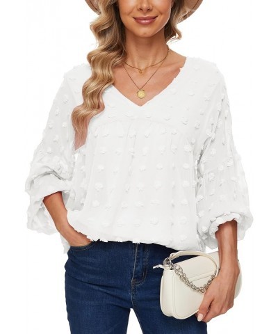 Womens Blouses Dressy Casual Long Sheer Sleeve Babydoll Tunic Tops V Neck Loose Maternity Shirt Off-white $13.76 Blouses