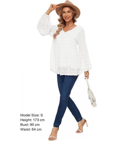 Womens Blouses Dressy Casual Long Sheer Sleeve Babydoll Tunic Tops V Neck Loose Maternity Shirt Off-white $13.76 Blouses