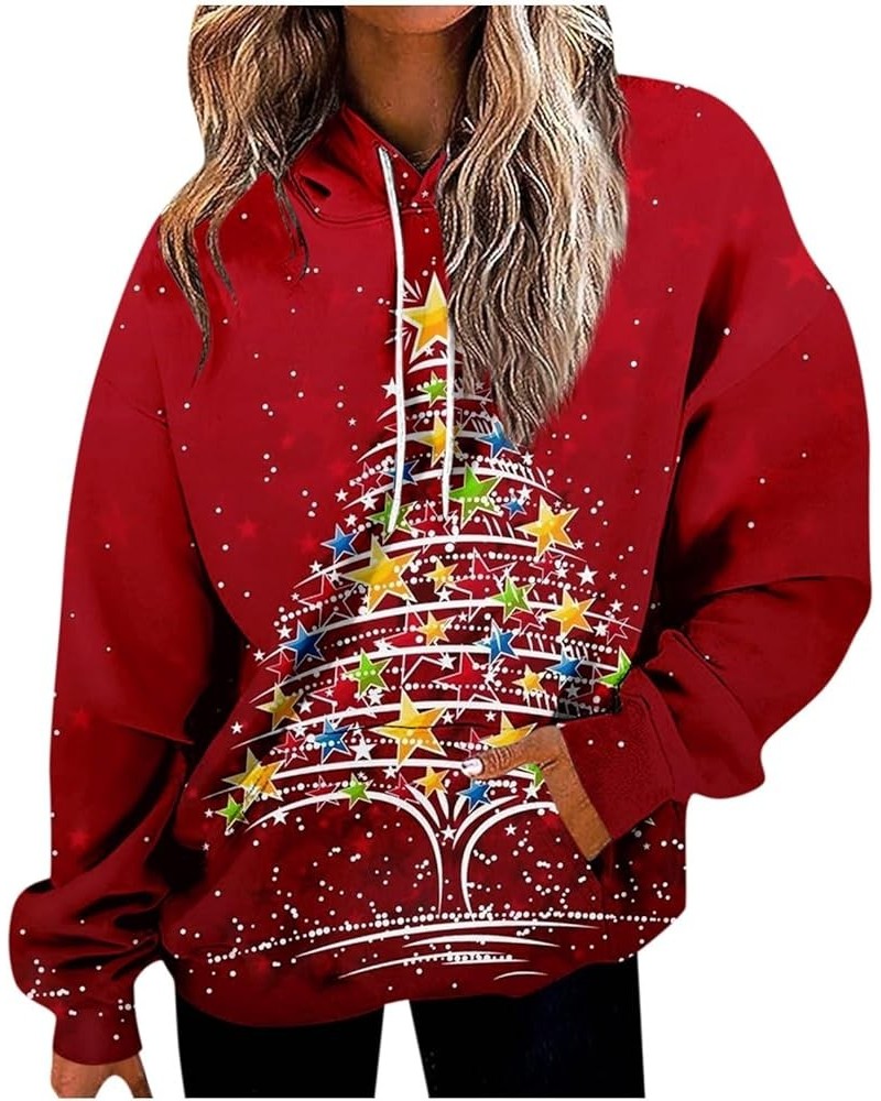 Women'S Fashion Hoodies & Sweatshirts Long Sleeve Drawstring Hoodies Western Aztec Print Oversized Fall Tops Clothes A02-red ...