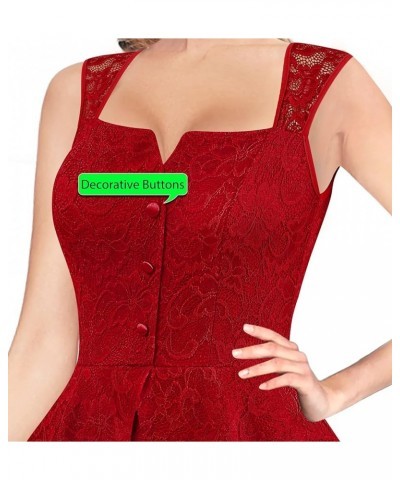 Womens Square Neck Peplum Ruffle Button Cocktail Party Bodycon Midi Mermaid Dress Red Floral Lace $28.04 Dresses