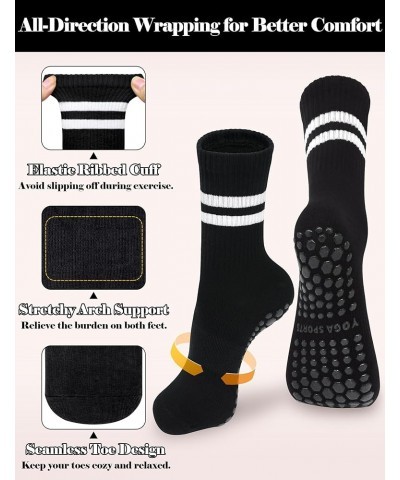 Pilates Socks with Grips for Women Grip Socks Pilates Barre Socks Yoga Socks Grippy Socks Non Slip Hospital Socks 4 Pairs Bla...