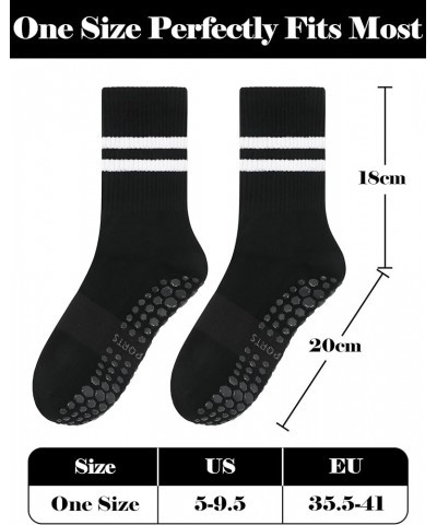 Pilates Socks with Grips for Women Grip Socks Pilates Barre Socks Yoga Socks Grippy Socks Non Slip Hospital Socks 4 Pairs Bla...