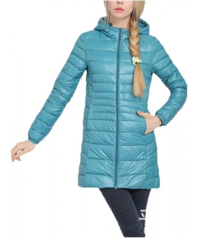 Womens Quilted DownCoat Lightweight Jacket Padded Hooded Solid Parkas Coat Outwear Blue $14.85 Jackets