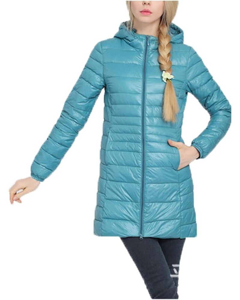 Womens Quilted DownCoat Lightweight Jacket Padded Hooded Solid Parkas Coat Outwear Blue $14.85 Jackets