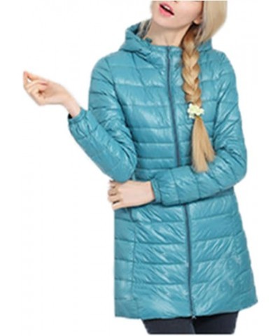 Womens Quilted DownCoat Lightweight Jacket Padded Hooded Solid Parkas Coat Outwear Blue $14.85 Jackets