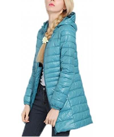 Womens Quilted DownCoat Lightweight Jacket Padded Hooded Solid Parkas Coat Outwear Blue $14.85 Jackets