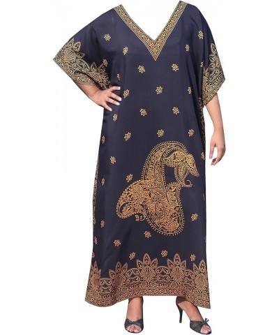 Kaftan Dresses for Women, Long Cotton Caftans for Women Ideal for Beach Coverups Loungewear Black Gold 55 Rayon $22.94 Swimsuits