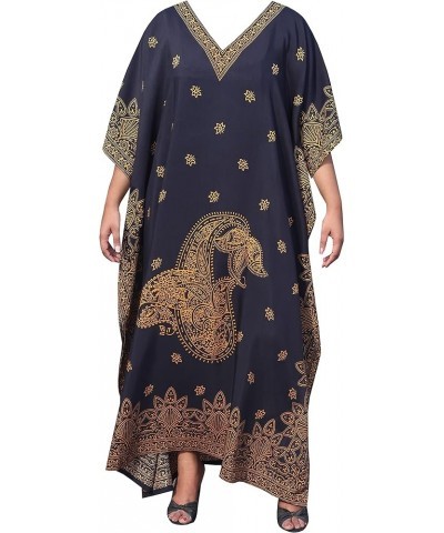 Kaftan Dresses for Women, Long Cotton Caftans for Women Ideal for Beach Coverups Loungewear Black Gold 55 Rayon $22.94 Swimsuits