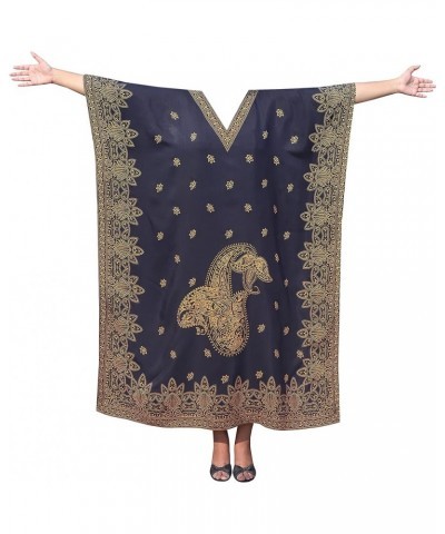 Kaftan Dresses for Women, Long Cotton Caftans for Women Ideal for Beach Coverups Loungewear Black Gold 55 Rayon $22.94 Swimsuits