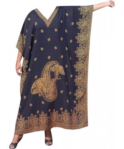 Kaftan Dresses for Women, Long Cotton Caftans for Women Ideal for Beach Coverups Loungewear Black Gold 55 Rayon $22.94 Swimsuits