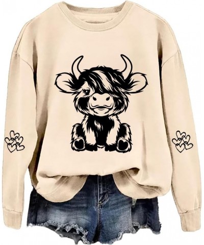 Highland Cow Sweatshirts for Women Cow Sweatshirts for Women Western Cow Print Shirt Country Western Sweatshirt Beige $17.84 ...