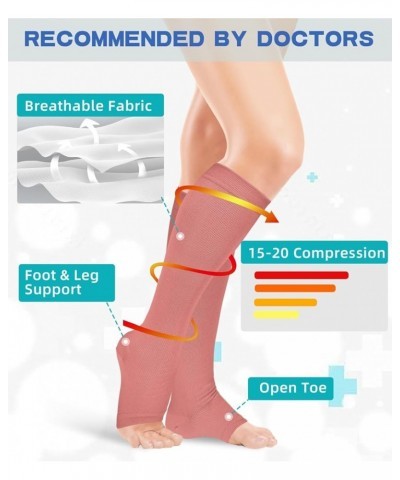 Open Toe Compression Socks for Women & Men-2 Pairs 15-20 mmHg Knee High Graduated Toeless Compression Socks Small-Medium 06 -...