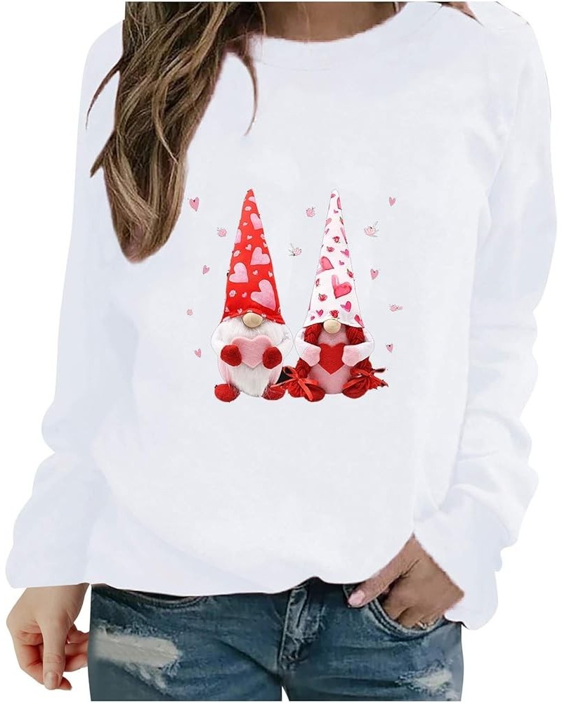 Valentine's Day Sweatshirt Women Funny Cute Heart Graphic Valentines Shirt Casual Valentines Long Sleeve Pullover Top White04...