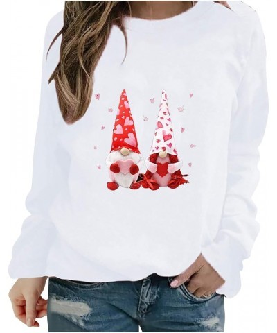 Valentine's Day Sweatshirt Women Funny Cute Heart Graphic Valentines Shirt Casual Valentines Long Sleeve Pullover Top White04...