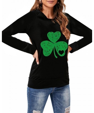 St Patricks Day Shirt Women Long Sleeve Casual Round Neck Irish Sweatshirt Tops Green Shamrock Heart $9.43 Hoodies & Sweatshirts