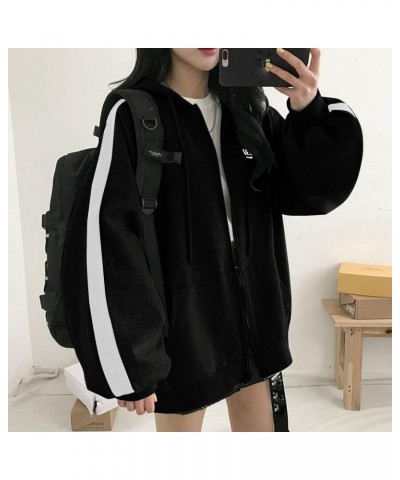 Womens Zip Up Hoodie Cute Oversize Plain Hoodies Y2k Streetwear Baggy Sweatshirts Comfy Jacket for Teen Girls Fairycore Cloth...