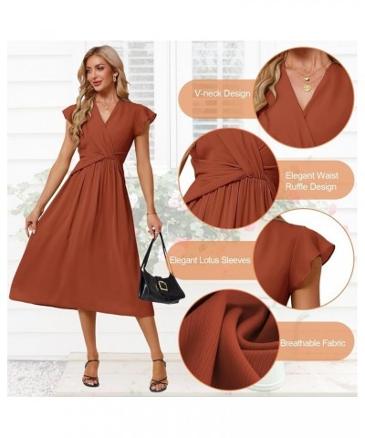 Womens Dresses Casual Ruffle Short Sleeves Chiffon Empire Waist Elastic V-Neck Wedding Guest A-Line Maxi Dress Brown $24.98 D...