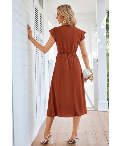 Womens Dresses Casual Ruffle Short Sleeves Chiffon Empire Waist Elastic V-Neck Wedding Guest A-Line Maxi Dress Brown $24.98 D...