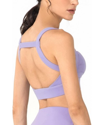 Open Back Sports Bra for Women Sexy Cutout Strappy Longline Workout Crop Tank Top with Removable Padded Cups Purple $14.27 Li...