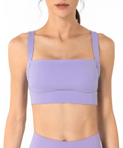 Open Back Sports Bra for Women Sexy Cutout Strappy Longline Workout Crop Tank Top with Removable Padded Cups Purple $14.27 Li...