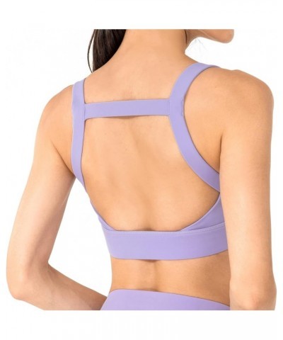 Open Back Sports Bra for Women Sexy Cutout Strappy Longline Workout Crop Tank Top with Removable Padded Cups Purple $14.27 Li...