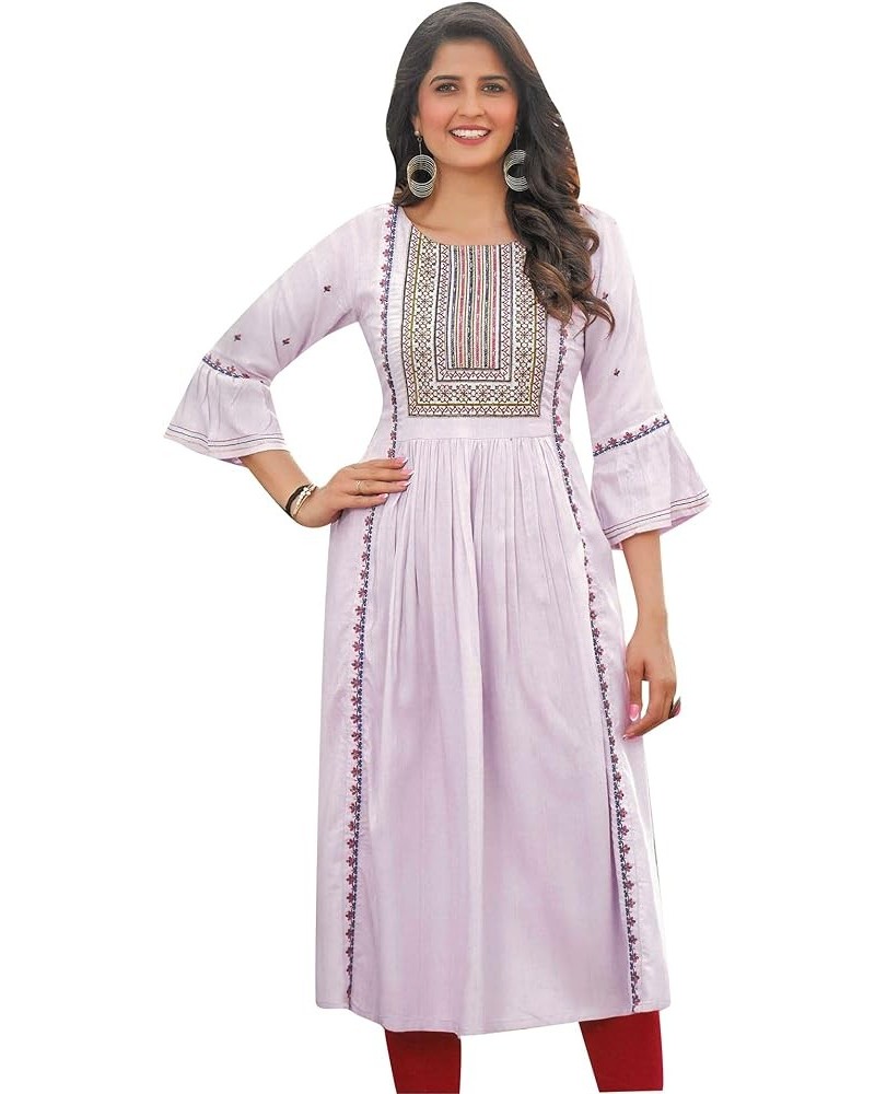 Womens Nyra Cut Elegant Embroidered Kurti Kurta in Rayon (REK MISAR1220) Lovander (2) $27.94 Tops