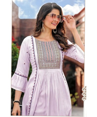 Womens Nyra Cut Elegant Embroidered Kurti Kurta in Rayon (REK MISAR1220) Lovander (2) $27.94 Tops