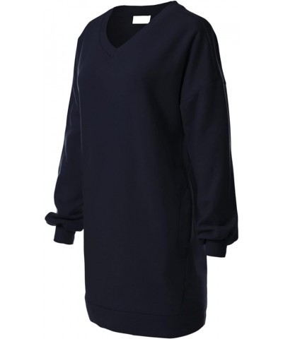 Women's Casual Oversized Loose Fit Crew/V Neck Fleece Pullover Tunic Sweatshirts with Pockets S~3X A Navy $14.74 Hoodies & Sw...