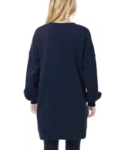 Women's Casual Oversized Loose Fit Crew/V Neck Fleece Pullover Tunic Sweatshirts with Pockets S~3X A Navy $14.74 Hoodies & Sw...