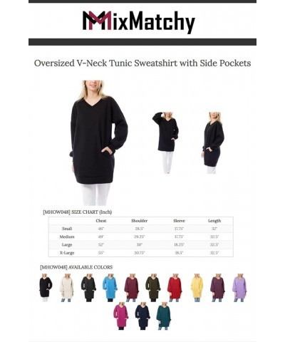 Women's Casual Oversized Loose Fit Crew/V Neck Fleece Pullover Tunic Sweatshirts with Pockets S~3X A Navy $14.74 Hoodies & Sw...