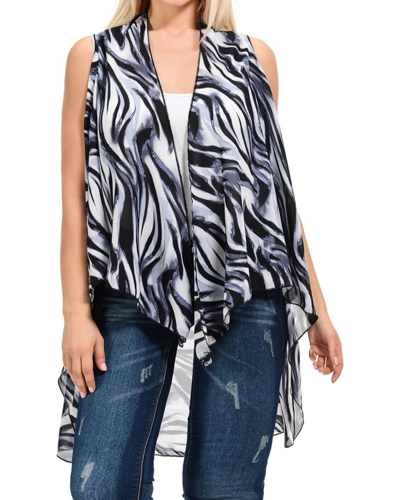 Women's Plus Size Open Asymmetrical Hem Chiffon Vest Cardigan Cover up (2 XL/ 3 XL, Black/Grey/White) $11.74 Sweaters