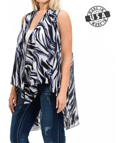 Women's Plus Size Open Asymmetrical Hem Chiffon Vest Cardigan Cover up (2 XL/ 3 XL, Black/Grey/White) $11.74 Sweaters