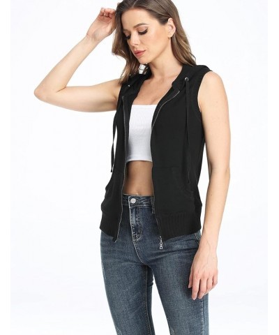 Women's Sleeveless Hoodies Zip Up Hooded Vest Casual Sweatshirt with Kanga Pocket Black $22.61 Hoodies & Sweatshirts