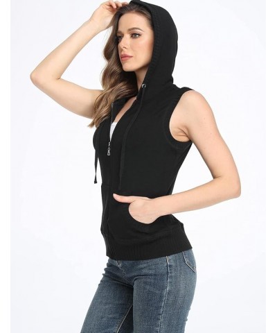 Women's Sleeveless Hoodies Zip Up Hooded Vest Casual Sweatshirt with Kanga Pocket Black $22.61 Hoodies & Sweatshirts