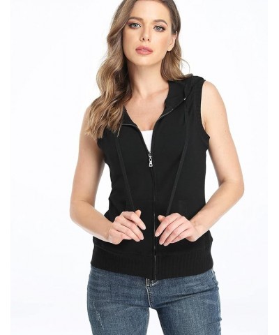 Women's Sleeveless Hoodies Zip Up Hooded Vest Casual Sweatshirt with Kanga Pocket Black $22.61 Hoodies & Sweatshirts