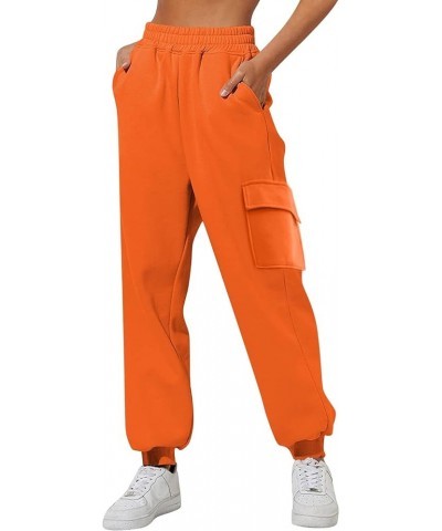 Workout I Yoga Feeling Waist Pants with Pocket Women's Leggings High Pants Work Yoga Pants with Pockets B-orange $8.31 Leggings