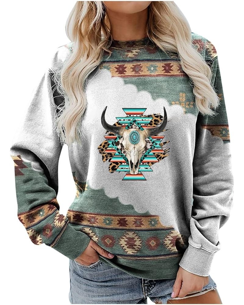 Women's Western Aztec Sweatshirts Graphic Pullover Tops Crewneck Long Sleeve Shirts Blouses Ethnic Casual Outfits Clothing Ar...