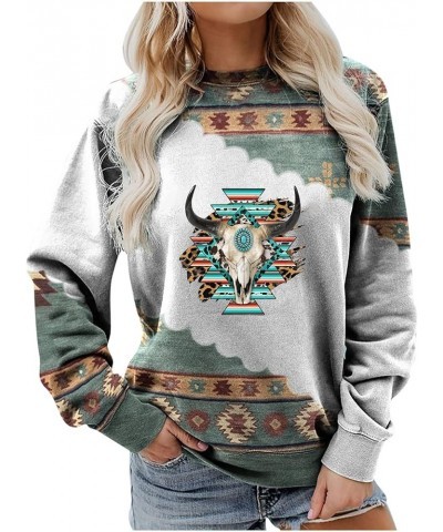 Women's Western Aztec Sweatshirts Graphic Pullover Tops Crewneck Long Sleeve Shirts Blouses Ethnic Casual Outfits Clothing Ar...